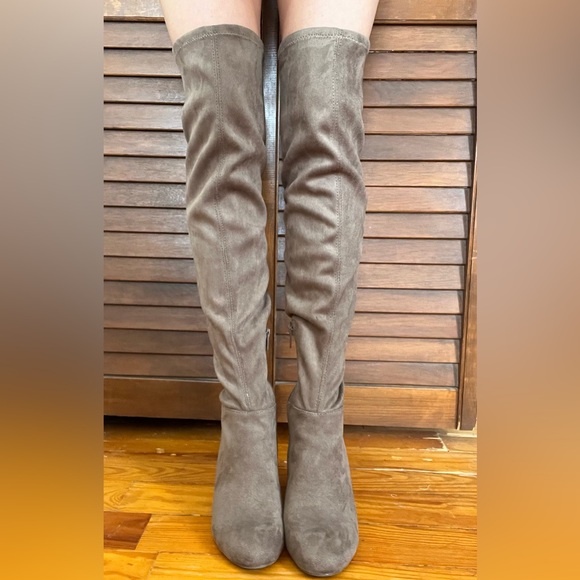 Over-the-Knee Boots in Taupe - Picture 2 of 5